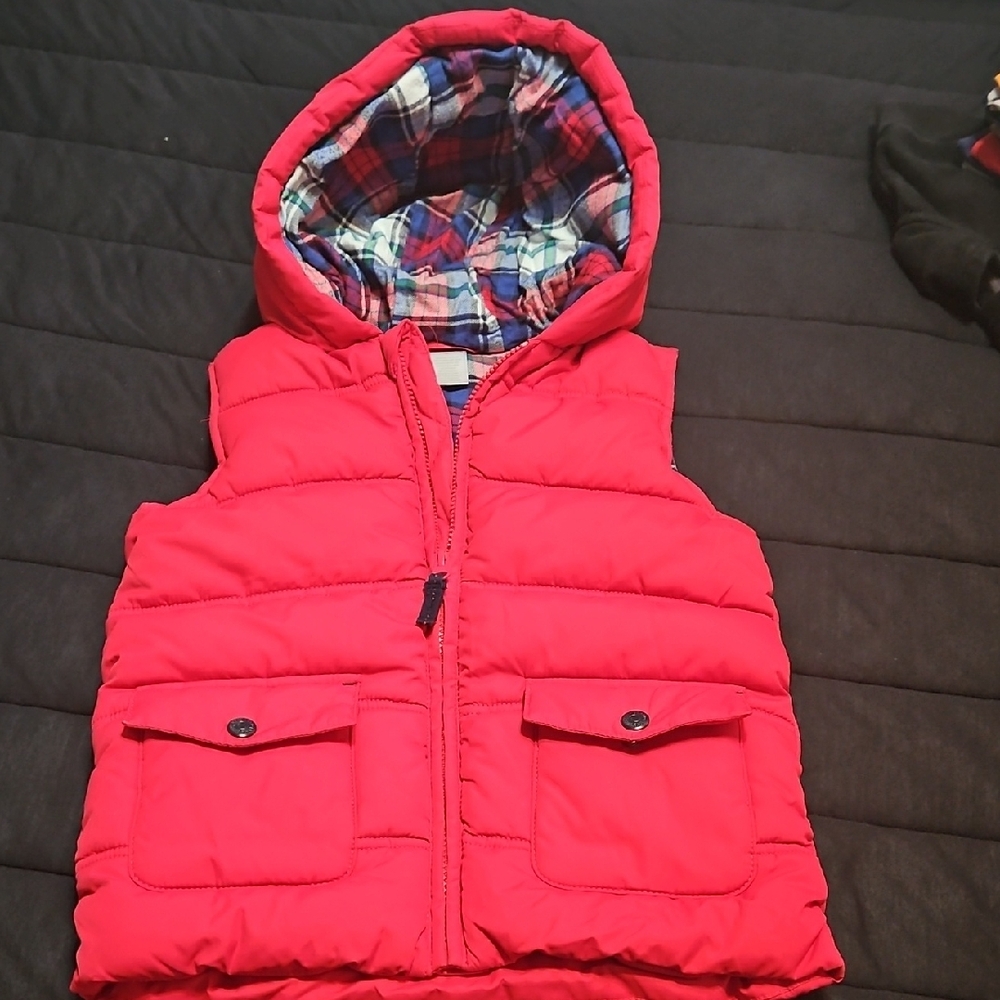 Red Hooded Puffer Vest
